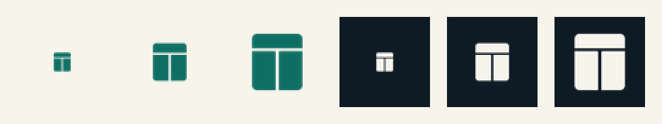 favicon strip 16, 32 and 48 px on paper and ink