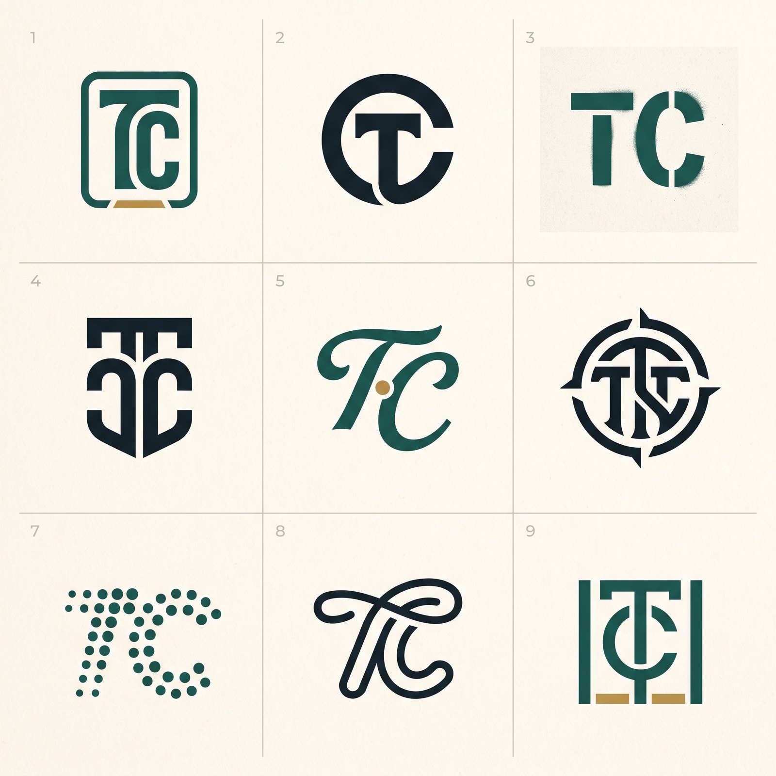 Lettermarks and monograms exploration sheet, Nano Banana Pro